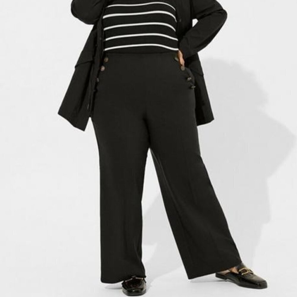Torrid - 4 Tall, Pull-On Wide Leg Sharkskin High-Rise Retro Nautical Pan